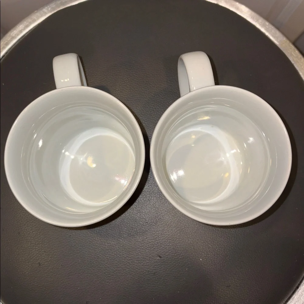Set of 2 Vintage Crate&Barrel Jenny Bowers Christmas Tree Mugs from 2014, 16 Oz